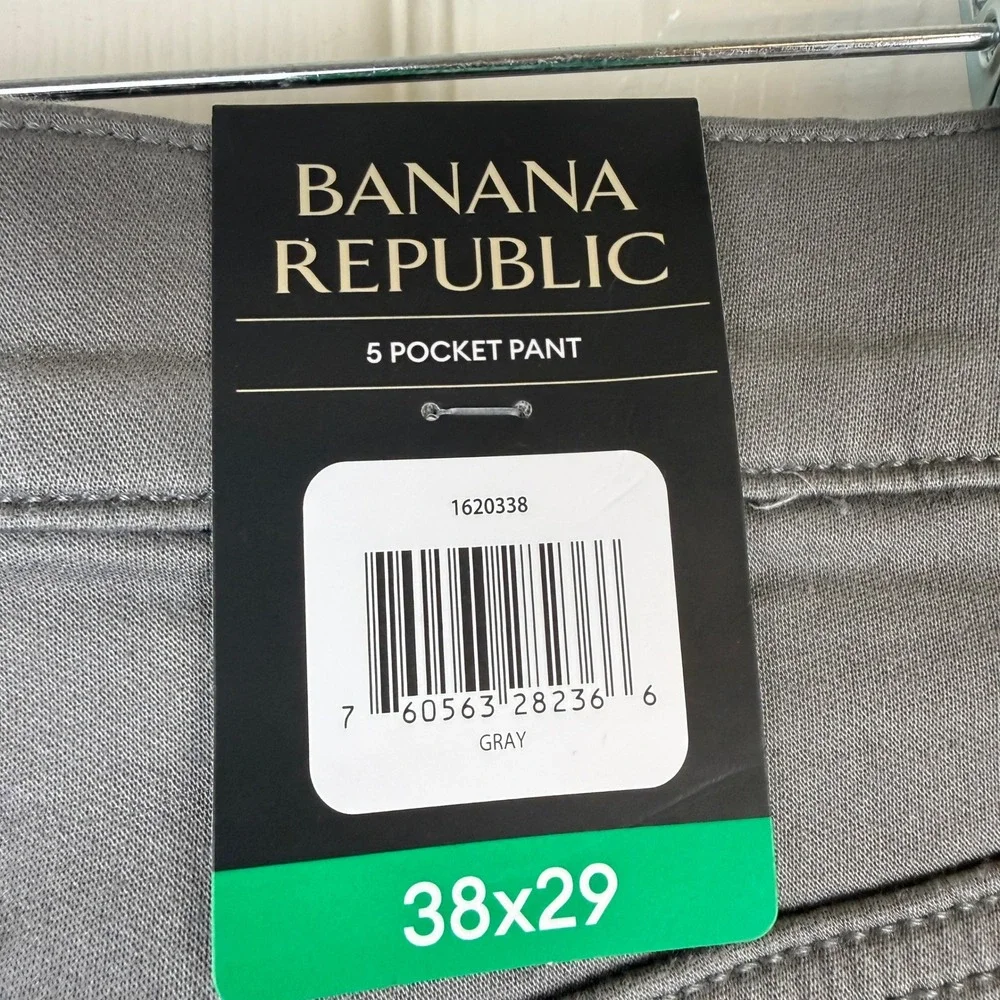 Banana Republic 5 Pocket Pant Mens 38x29 Gray Straight Chino Casual Classic NWT